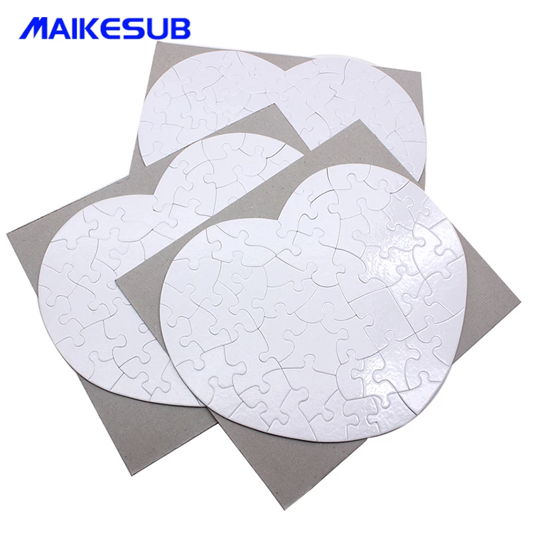 Heart shape Custom picture paper material and a4 size sublimation blank puzzle
