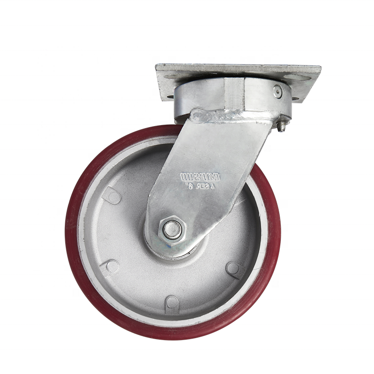 Heavy duty impact-resistance 4/5/6/8 inch aluminum core PU caster wheel industrial caster