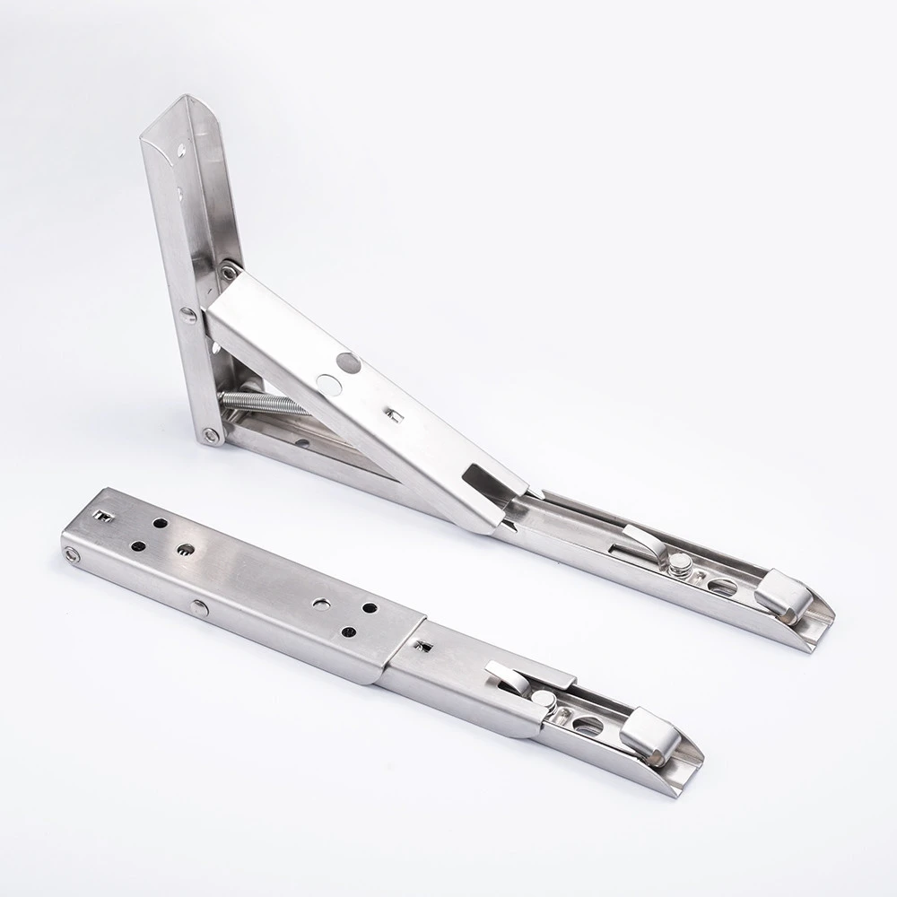 Heavy Duty L shaped 8 inch to 14inch Stainless Steel Square Tube Folding Shelf Brackets