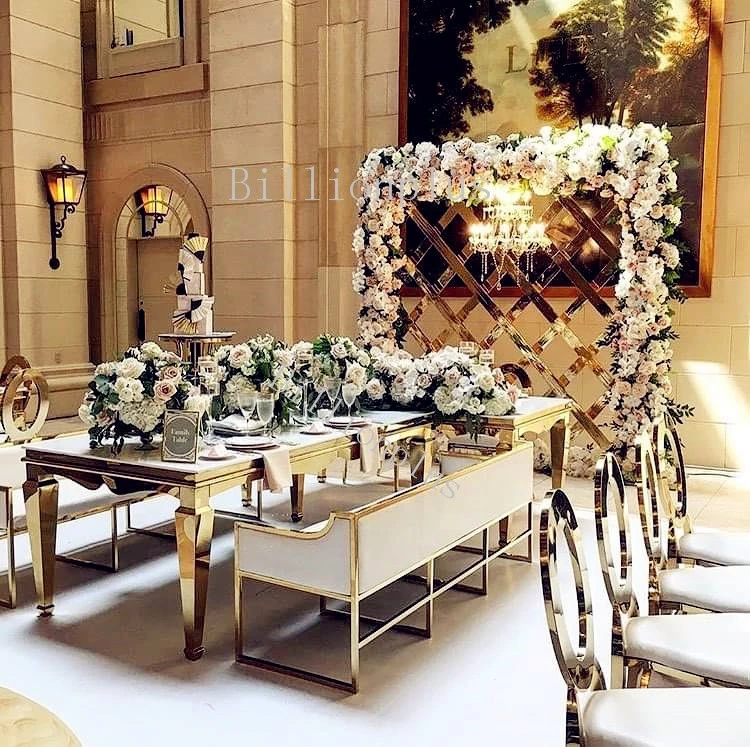 High End wedding Stainless Steel black tempered glass top luxury glass mirrored dining room table