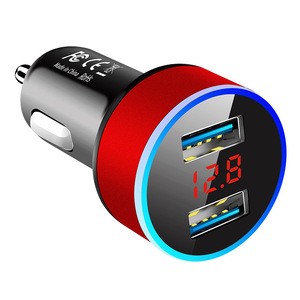 High Quality Abs Flame Retardant Aluminum Alloy 2 In 1 Vehicle Usb Car Charger With Multi Function Display