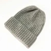 High quality custom winter warm 50%wool and acrylic beanie hat wool felt folded beanie rib stripped winter hats