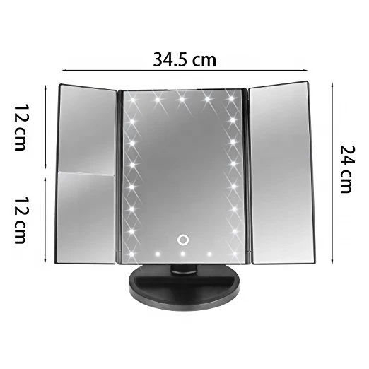 high quality Flexible Cosmetics Table Mirror Vanity Mirror trifold make up mirror with led lights