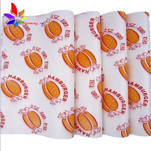 High quality food grade printed greaseproof paper for burger wrapping