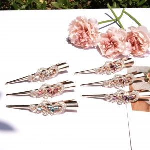High quality metal clips crystal hair accessories girls barrettes rhinestone hairpin