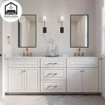 High quality modern luxury bathroom wall Washroom Vanity mirror cabinet With Carrara White Marble Top