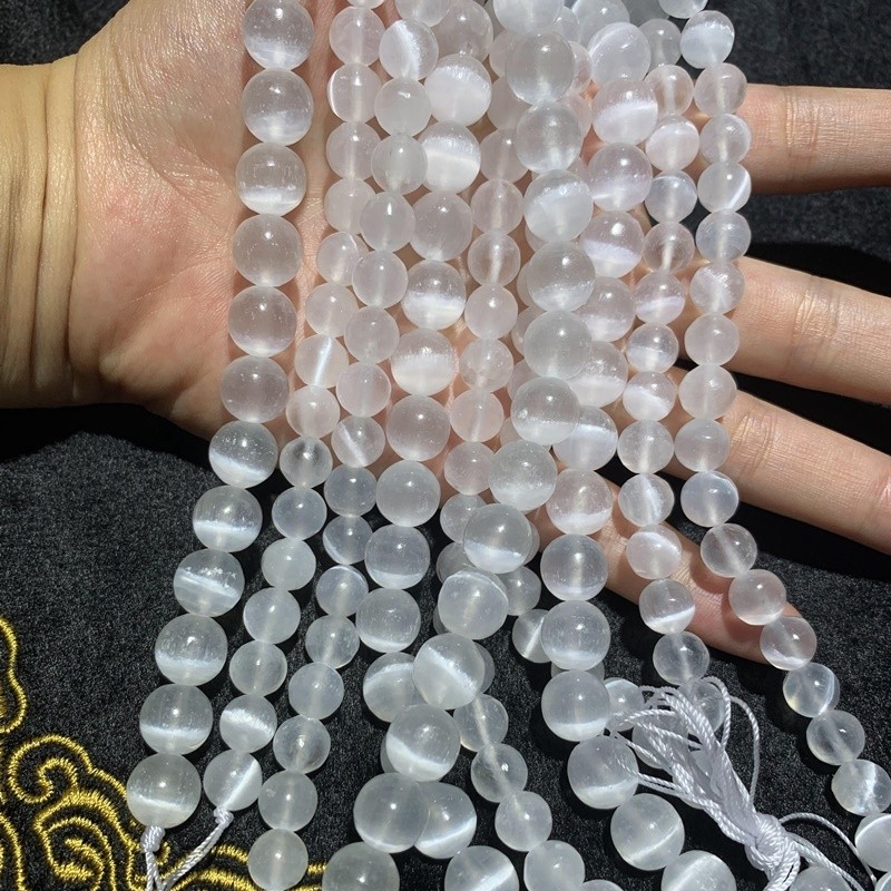 High Quality Natural Selenite Gorgeous Semi-precious Gemstone Round Beads Wholesale