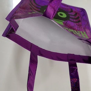 High Quality Purple Laser Gift  Cheap Holiday Reusable  Trick Or Treat Bags Halloween Bag