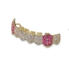 Hip hop 8-tooth micro-inlaid zircon single row lower tooth gold-plated braces exquisite tooth jewelry