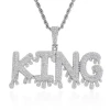 hip hop Fine water drop English alphabet number pendant full cz stone bling bling fashion necklace statement jewelry