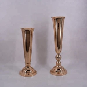 Home and wedding Aisle decoration Trumpet metal vase for flower decoration and Table centrepiece Rose gold/copper plated