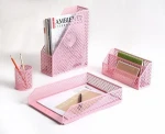 Honor Best-selling Metal Punched Desk Set Organizer Set of 4pcs