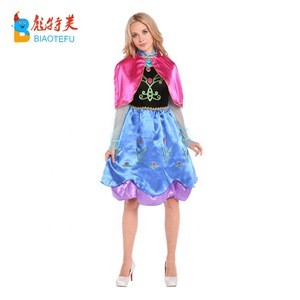 Hot sale high quality adult frozen elsa anna princess cosplay fancy dress costumes for women in TV&amp;MOVIE
