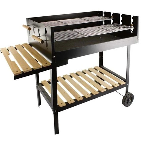 Hot Sale korean outdoor large rectangle Folding wood side shelf trolley cart commercial charcoal camping bbq grill for garden