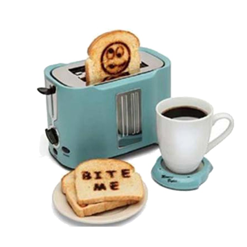Hot Sale Plastic Logo Toaster 2 Slice with Stainless Steel Panel