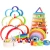 Import hot sale wooden toys rainbow building big blocks toddler toys early educational montessori material educational toys from China