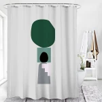 Hot Sell Digital Printing 100% Polyester 90GSM Waterproof Bathroom Curtain Abstract Painting Printing Shower Curtain