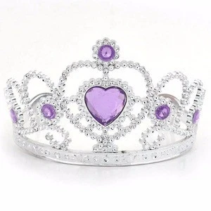 Hot sell kids birthday party princess Halloween frozen plastic crystal tiara