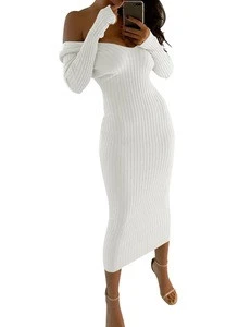 Hot Selling 2018 Amazon Elegant Off Shoulder Wear Bodycon Ladies Check Work Dress