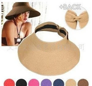 Hot selling Foldable Wide Brim Visor Sundow Girls Ladies Beach Straw Hat