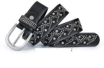 Hot Selling Rivets PU Genuine Leather Wide Black Pink Woman Belt