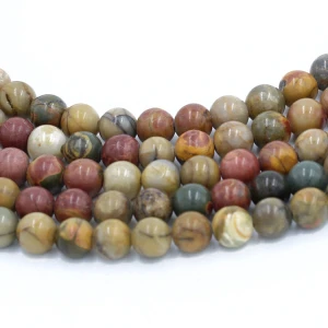 HSQ high quality 	natural picasso jasper beads strands loose gemstone for jewelry making