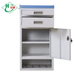 Huacheng hospital use metal two drawer patient bedside lockers for sale durable built-in handle medical storage cabinet