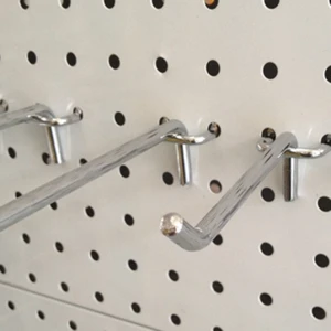 Huohua hot sale high quality single prong chrome plate peg board rack display with hooks