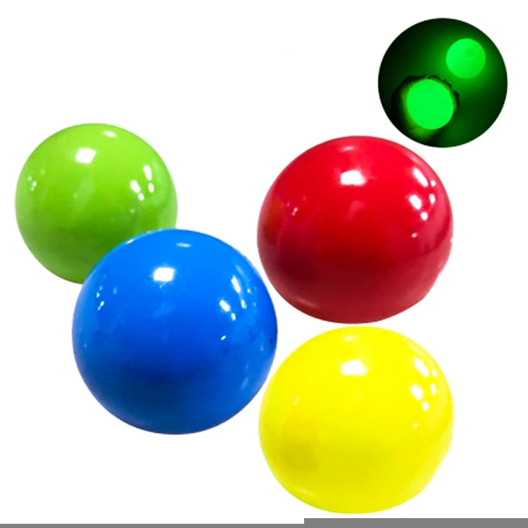 In Stock 2 Sizes TPR Soft Sticky Ceiling Ball Wall Target Balls Anti-stress Toys Relieve stress Glow  Toys Ball