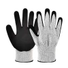 In Stock Cut Resistant HPPE Glass Fiber Gloves Nitrile Coating on Palm  work safety garden gloves