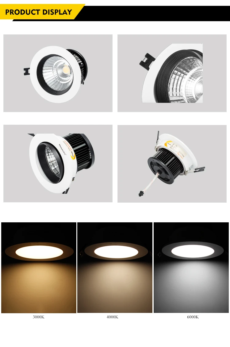 indoor 3W 5w 7w 9w 12w COB LED commercial recessed down light