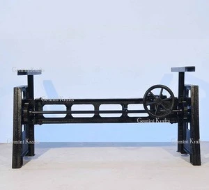 Industrial Crank Mechanism Dinning Table Base, Cast Iron Adjustable Base Furniture