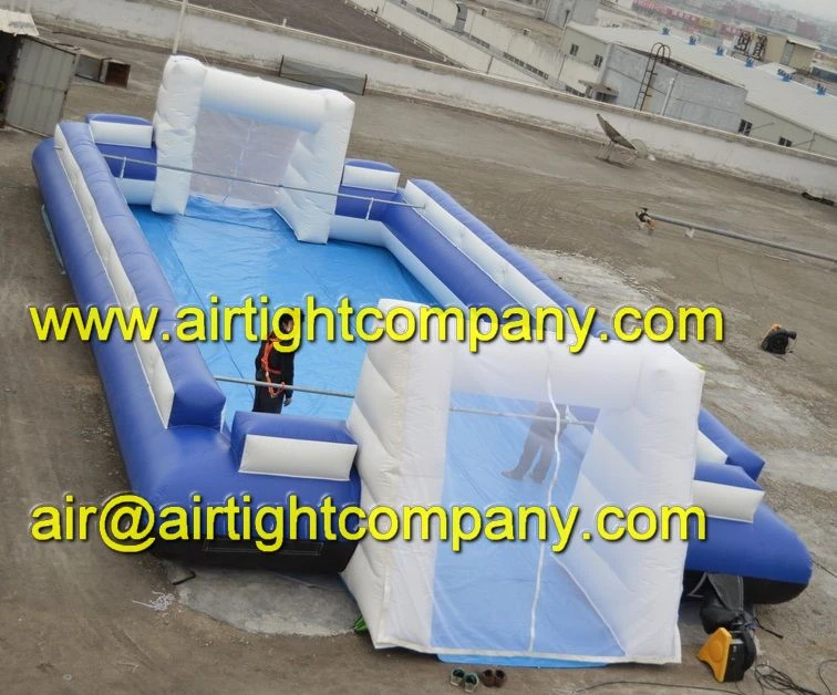 inflatable human table football game, soap soccer field from China