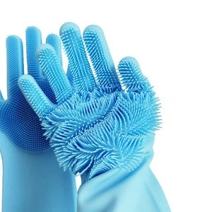 Innovative products 2018 kitchen Dishwashing silicone gloves with wash scrubber