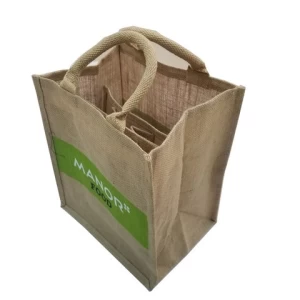 Jute Burlap Tote Bags - Natural Burlap Reusable Tote Bags with Cotton Handles with Laminated Interior Shopping Bag
