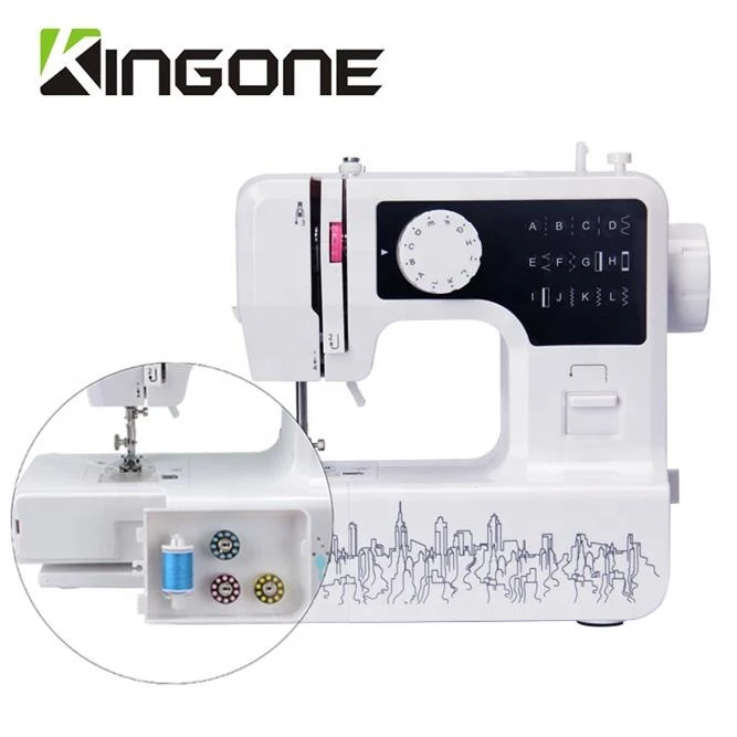 Kingone JG-1602 Mini Overlock 12 Stitches Sewing Machines Home Used Electric Pattern Sewing Machine Custom silk-screen Image