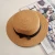Import Lady sun caps Ribbon Round Flat Top Straw Hat summer hats for women straw hat 5 styles from China
