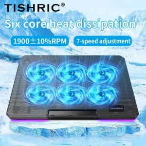 Laptop Cooler Pad 1900RPM RGB 6 Silent LED Fans Powerful Air Flow Notebook Cooler Adjustable Laptop Stand For 12-17 Inch