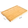 Large Bamboo Cutting Board Kitchen Eco-Friendly Reversible Chopping Board 3 Compartments Juice Grooves Butcher Block