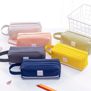 Large-capacity pencil case with handle creative and multifunctional double-layer pencil case pupil pencil case
