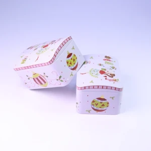 Large Metal Storage Box Rectangular Pink Candy Mint Chewing Cookie Tin Can Cosmetic Case Container with Lid