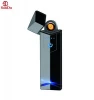 Latest Ultra-thin Fingerprint windbreak creative Rechargeable Double Side Metal Pulse USB Flameless cigarette Lighters 6 color