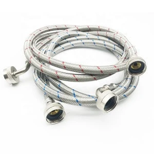Lead Free stainless steel braided red blue lg washing machine water inlet hose connector with 90 degree elbow