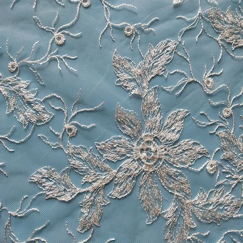 Leaf Clusters Embroidery Wedding Bridal Lace Fabric supplier