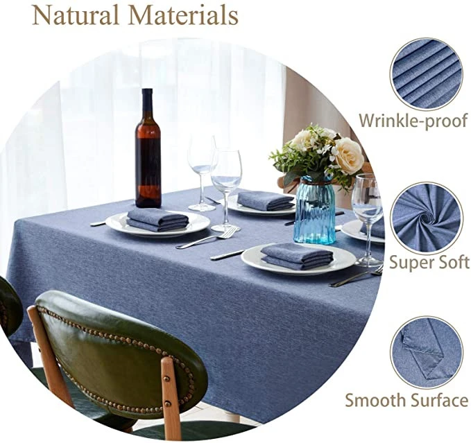 Linen waterproof soft anti wrinkle decorative fabric kitchen table cloth table cover