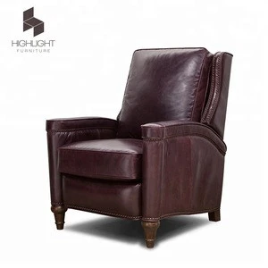Living Room Furniture 100%real cow leather push back recliner sofa