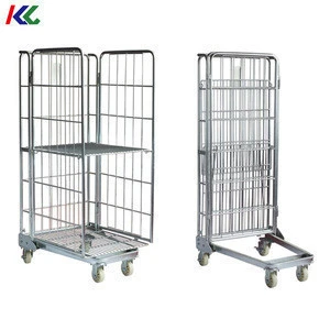Loading And Unloading Logistic Storage Wire Mesh Cart Container Cage Roll Trolley