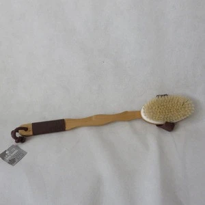 Long Bath Brush, Natural Beechwood Handle, Pig Bristle Fibers, 19-1/2 Inches Long