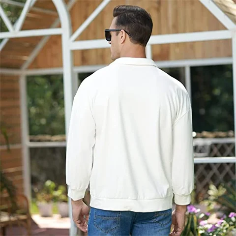 Buy Long Sleeve Mens Rugby Shirt Solid Color Rugby Shirt White Shirt ...