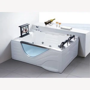 Low price corner installation type massage function jet bathtub with TV